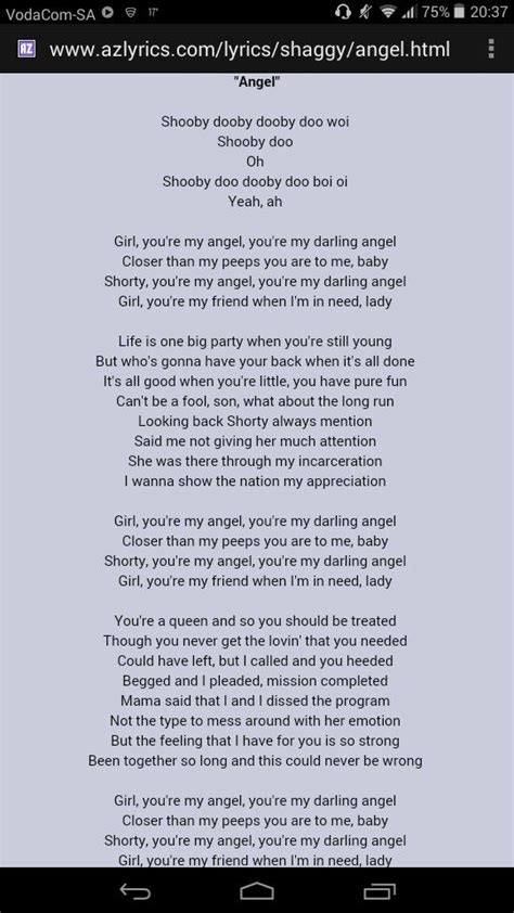 angel lyrics shaggy
